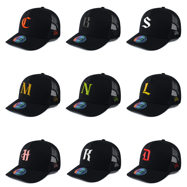 Nón Trucker Caper Mono Type Puff black-logo mutil corlor