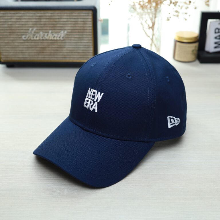 Mũ lưỡi trai New Era 9TWENTY xanh navy thêu logo chữ, nón bóng chày thời trang unisex