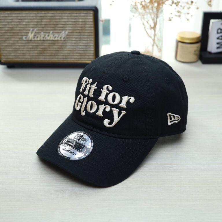 Mũ lưỡi trai New Era 9TWENTY đen thêu chữ Fit for Glory, nón bóng chày thời trang unisex