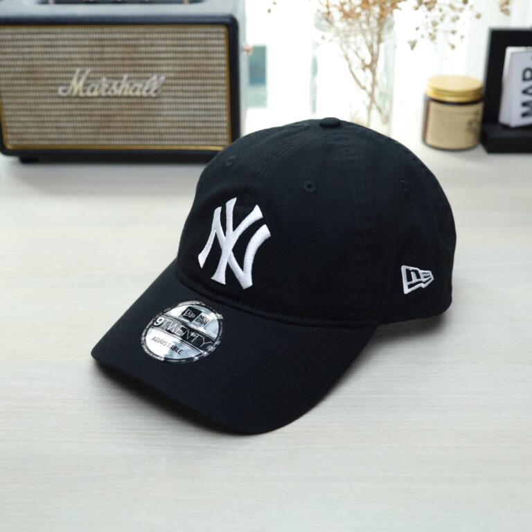 Mũ lưỡi trai New Era 9TWENTY MLB Yankees NY đen logo trắng, nón bóng chày thời trang unisex